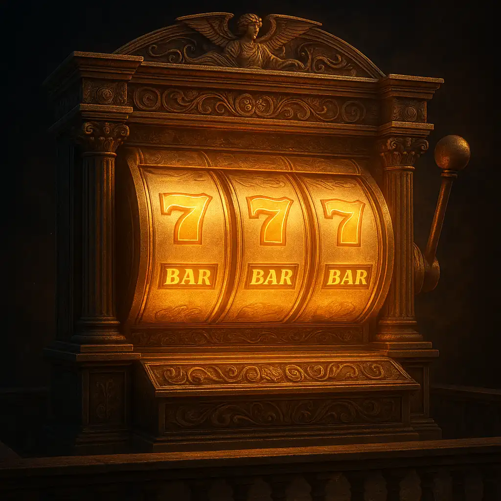 Slot reels glowing gold on an Olympus terrace slot machine